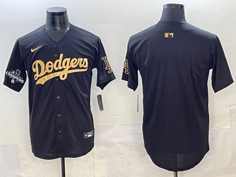Men Los Angeles Dodgers Blank Black Gold Nike MLB Jersey style 003